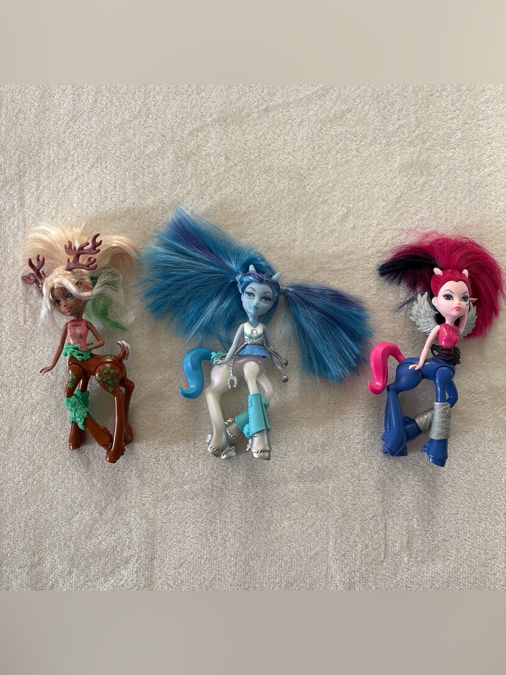 Lot of 3 2015 Mattel Monster High Fright Mares Horses - Fawntine, Pyxis, Skyra